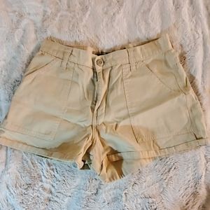 High waisted khaki shorts